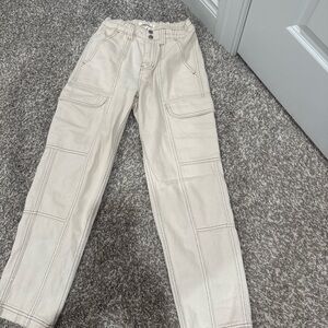 pac sun Stylish Cream Cargo Pants